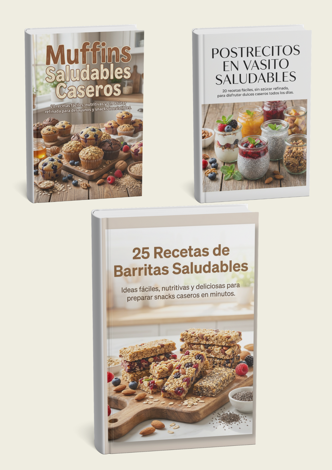 3X1 BARRITAS, POSTRES EN VASITOS Y MUFFINS SALUDABLES